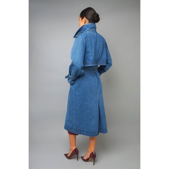 Double Breasted Denim Trench Coat - Picture 3 of 5